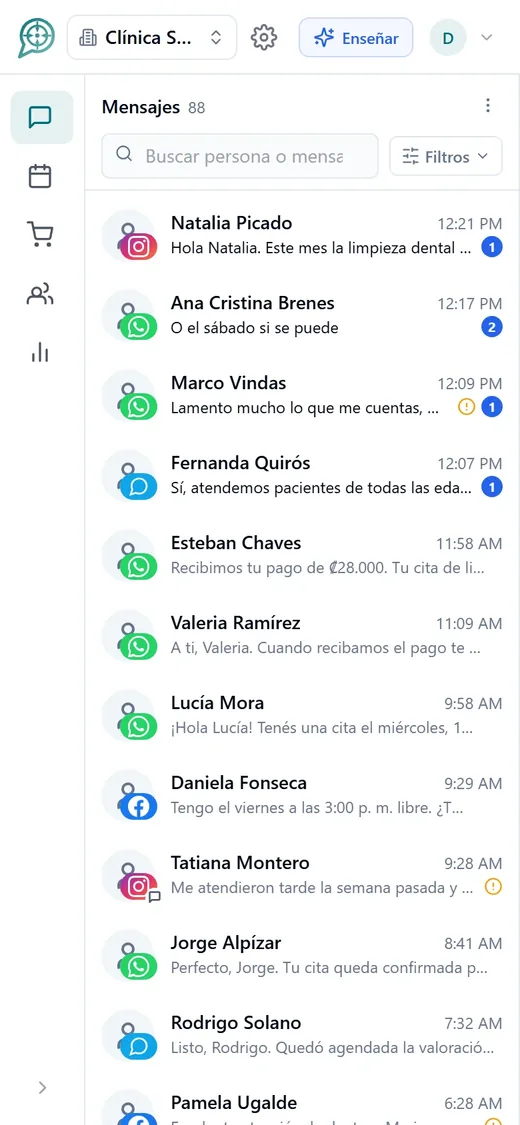 Central de Mensajes inbox on a phone